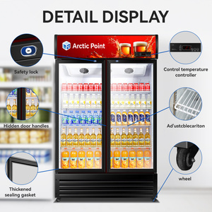 Tủ lạnh dọc hiển thị thẳng đứng Tủ đông hiển thị thương mại tủ lạnh siêu thị hiển thị lạnh với 2 3 cửa - Product Image 5