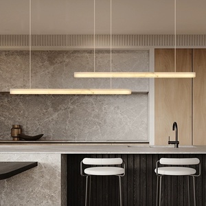 Yeni alabaster yemek masası bar LED uzun lineer avize Modern Minimalist mermer şerit dikdörtgen ışık - Product Image 3