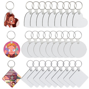 Lilangda 2022 סובלימציה ריק Keychain MDF מחזיקי מפתחות קישוט תג סט עם <span class=keywords><strong>2</strong></span> אינץ חום העברת Keychain החסר מפתח טבעות