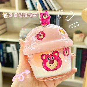 Creative <strong>Mini</strong> Cute Cartoon Glass <strong>Cup</strong> with Straw Activity <strong>Mini</strong> Gift <strong>Cup</strong> Milk Coffee Fat <strong>Cup</strong> - Product Image 2
