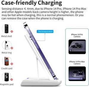 ホット3 in 1ワイヤレス充電器Samsung Watch 6 5 Pro急速充電ステーションiPhone用ワイヤレス充電器スタンドLEDライト付き - Product Image 4
