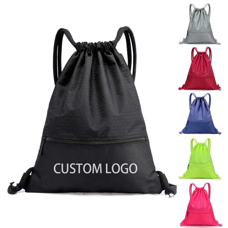 Herstellung wasserdichte Polyester Nylon Kordel zug Tasche Großhandel Kordel zug Rucksack Promotion Kids Custom Kordel zug Tasche