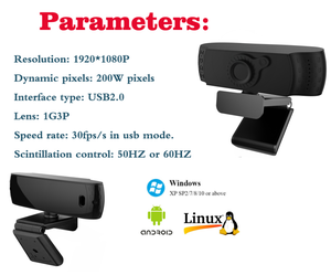 可旋转UHD网络摄像头1080P电脑电脑网络摄像头30FPS 1080P USB2.0电脑视频会议学校网络摄像头 - Product Image 3