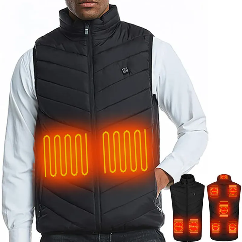 Gilet riscaldante alimentato a batteria USB 5V Gilet invernale antivento senza maniche riscaldato Gilet Gilet riscaldato elettrico da uomo per esterno