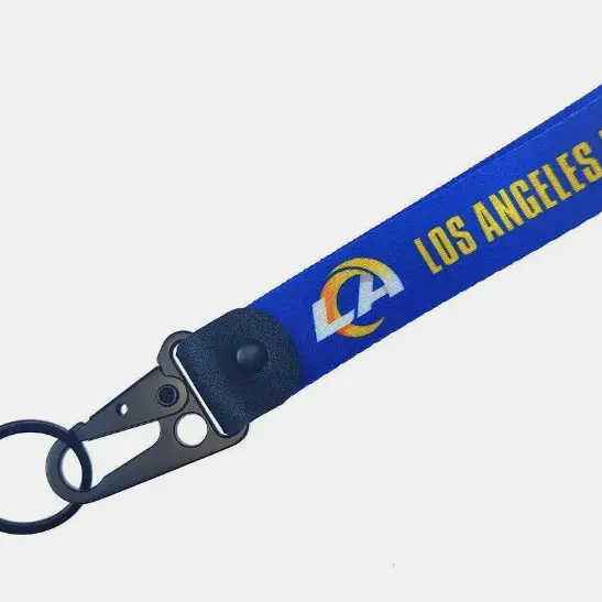 Los Angeles Rams Lanière courte personnalisée Impression par transfert thermique 2.5x17cm Porte-clés de l'équipe de football Mousqueton