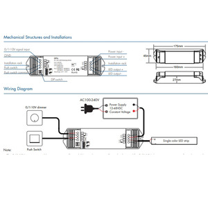 Atenuador LED PWM de 12-48V 480W, entrada de CC de voltaje constante, 0-10V, 1-10V, controlador de atenuación para tira de luz de un solo Color - Product Image 5