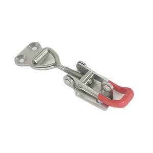 Cerradura de pestillo Delta de acero inoxidable con resorte con ojo de gancho pestillo de palanca de extracción ajustable para candado de sujeción de caja de herramientas - Product Image 1