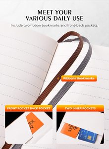 Mini Journal <strong>Notebook</strong> Thick Lined Paper <strong>Small</strong> <strong>Notebook</strong> Pocket <strong>Notebook</strong> with Inner Pockets Cover Letter <strong>Embossing</strong> Design - Product Image 6