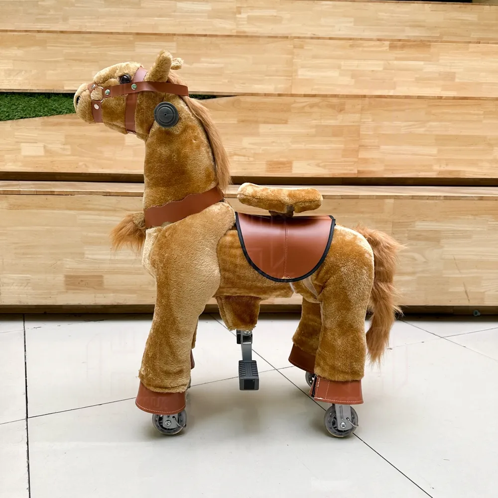 Passeio personalizado no cavalo Crianças Mecânicas Naturais Real Andando Pequeno Unicórnio Cavalo Toddlers Plush Pony Riding Horse