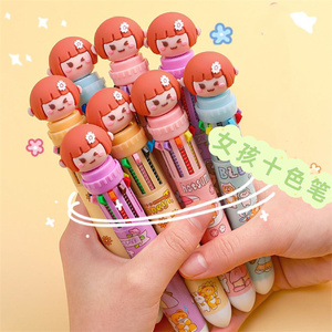 义乌最佳供应商工具文具高品质促销礼品女孩卡哇伊点击圆珠笔多色塑料圆珠笔 - Product Image 2