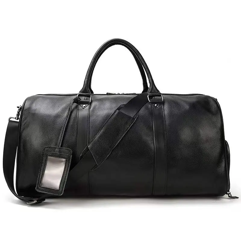 Factory Wholesale Custom Genuine Leather Travel Weekender Overnight Duffel Bag Gym Sports Tote Duffle Bag