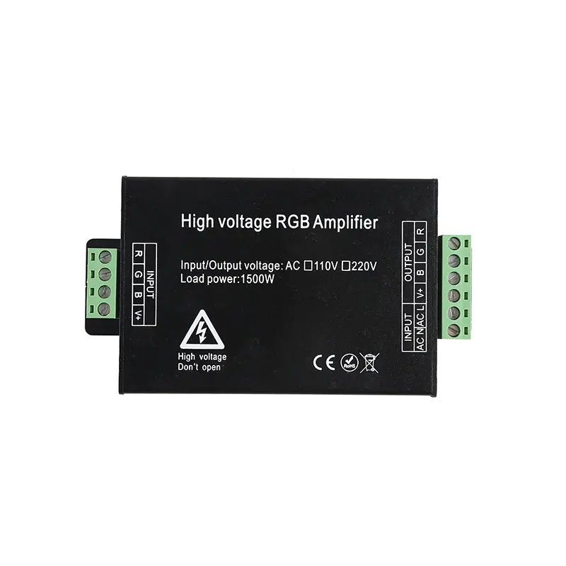 Amplificador de alta tensión LED RGB, 110V/220V, controlador de repetidor de potencia de tira led rgb