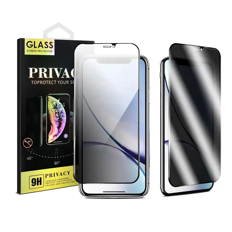 Đầy Đủ Bìa Riêng Tư Bảo Vệ Màn Hình Cho iPhone 15 14 13 Pro Max Chống Gián Điệp Tempered Glass Với Hộp Bán Lẻ