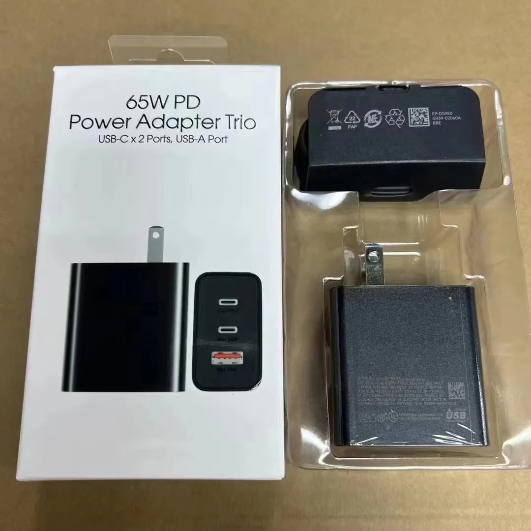 Vtobon ta865 65W PD Power Adapter Trio 1 cổng USB 2 USB C nhanh tường ổ cắm QC3.0 PD 25W 15W Loại C tường sạc cho Samsung S20