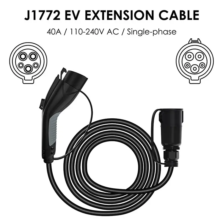 40A 240V SAE สายต่อสายชาร์จ J1772ชนิด1 EV หัวต่อตัวเมียสำหรับชาร์จ j1772