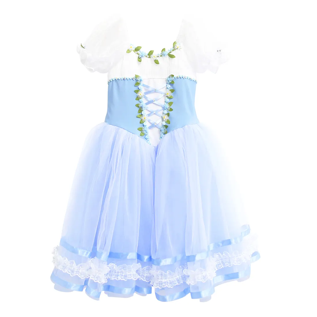 歌手ダンサーのための高品質のブルーガーデンメッシュドレスステージコスチュームダンスコスチュームドレス