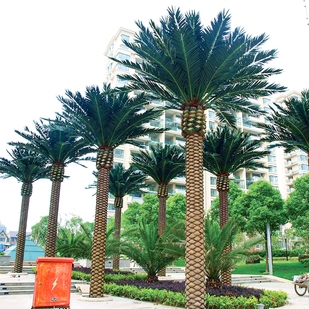 Plantas artificiais fábrica Haihong retardador artesanato artificial grande canário data palmeiras plantas artificiais
