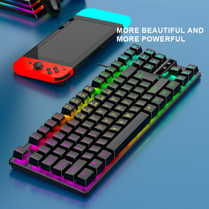 Teclado de membrana con modo retroiluminado RGB al por mayor, teclado TKL con cable negro de 87 teclas y función multimedia - Product Image 4