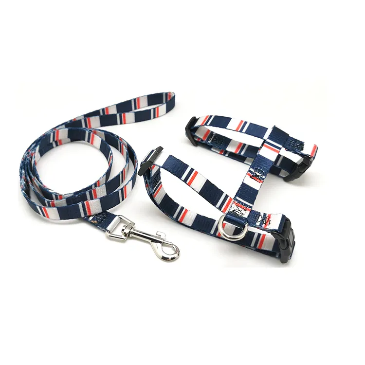 High Quality Customized Pattern dog leash collar set and harness