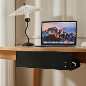 Escritorio de la computadora, fila de inserción, ranura de almacenamiento fija sin perforaciones, placa de alimentación, estante de almacenamiento de plástico, organizador de cables debajo del escritorio - Product Image 3