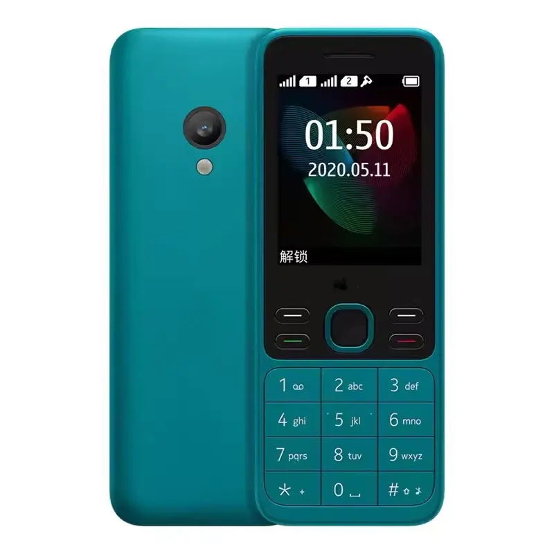 저렴한 전화 노키아 150 GSM 듀얼 SIM 손전등 키패드 학생 노인에게 적합한 휴대 전화