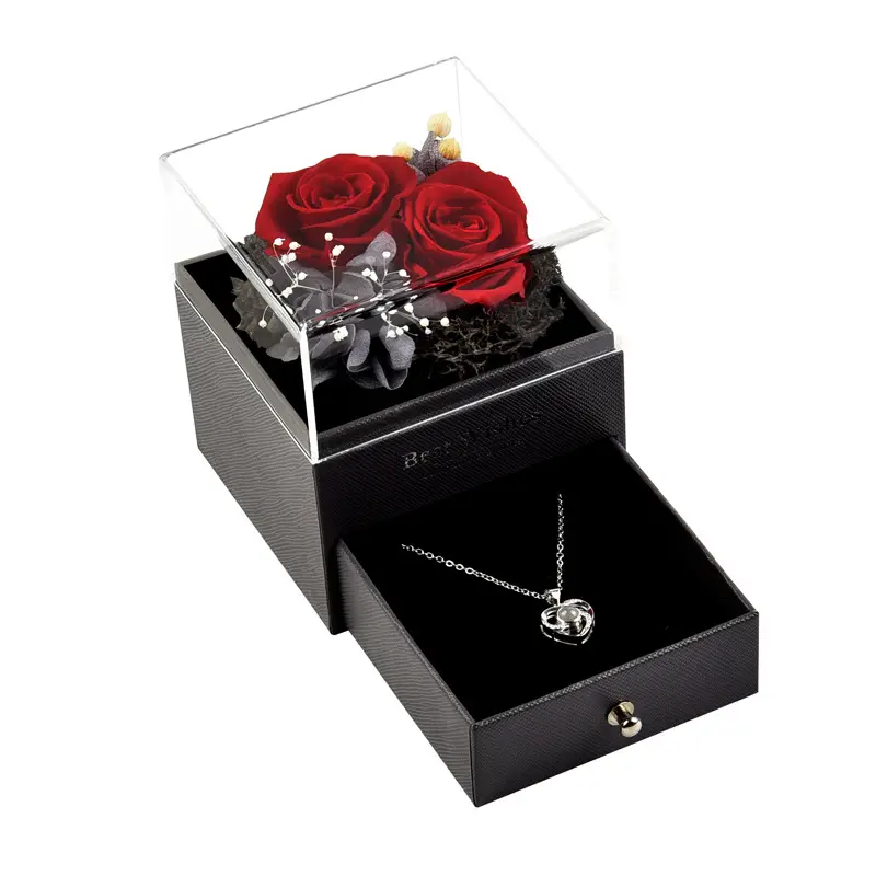 O Presente do Dia das Mães Melhor Venda da Loja Online Real Forever Roses Preservada Flor Na Caixa De Jóias