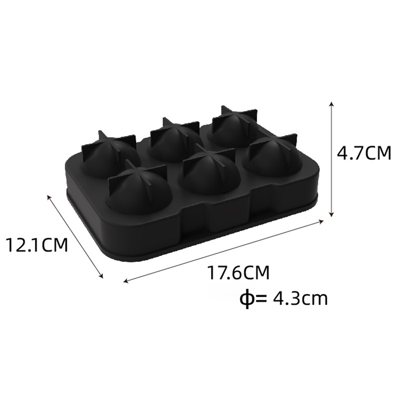 Boule de glace noire pour 6 cavités