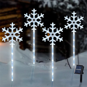 Holiday Lighting Lighted Christmas Tree Snowflake Pathway <strong>Lamp</strong> 4-Set for Garden <strong>Lawn</strong> Decoration Solar Ground Light