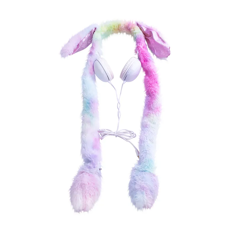 Bambini bambini adorabili paraorecchie coniglio orecchie mobili più caldo morbido peluche fascia cuffie in pelliccia con Led