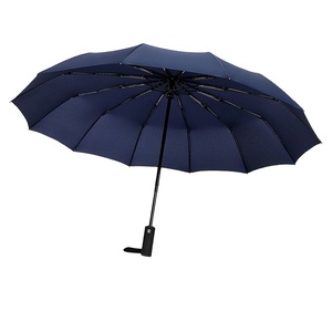 23英寸10肋铝肋和铝轴黑色大坚固抗风大3折叠伞 - Product Image 3