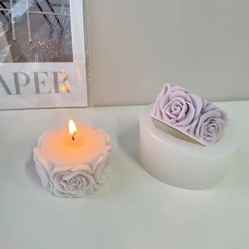 Y203 nuovo design stampo per candele con fiori di rosa stampo per candele regalo di san valentino