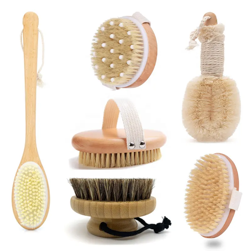 Fabriek Groothandel 100% Natuurlijke Vegan Sisal Bristle Exfoliërende Borstel Bamboe Houten Handvat Douche Droog Lichaam Bad Borstel