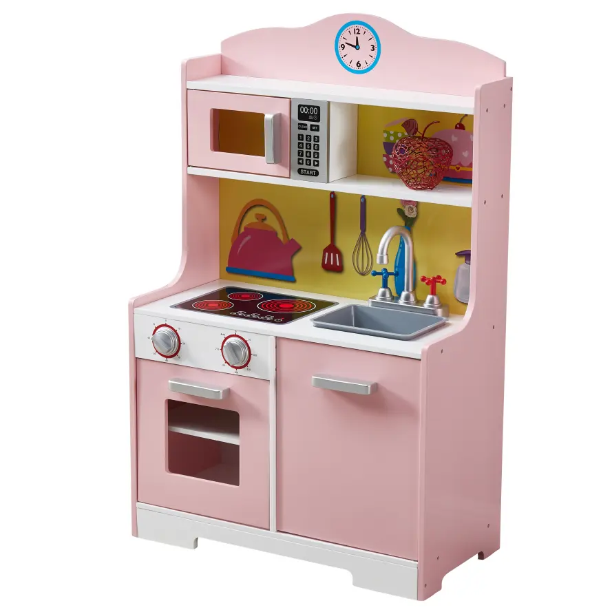 Brinquedos de cozinha para meninas, crianças, rosa, grande, conjunto, brinquedos, crianças, fingir, cozinhar, aprendizado, jogos de madeira, brinquedos de cozinha para meninas