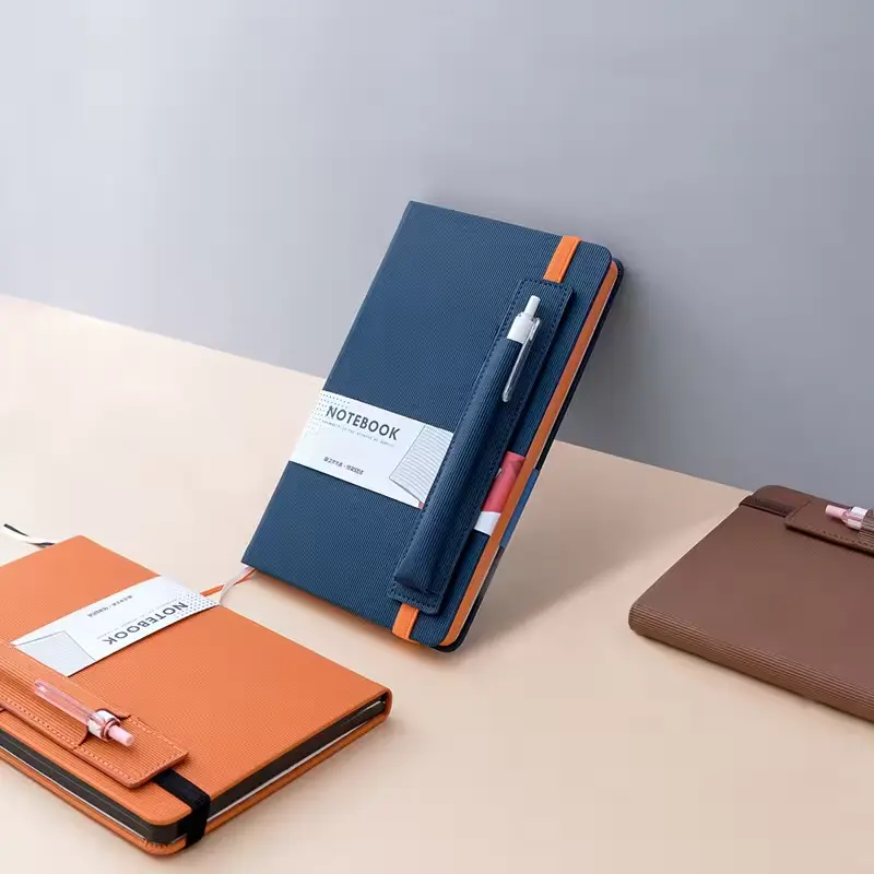 Buku catatan cetak A5 A6 A7 Notebook perencana jurnal sampul keras kulit Pu kustom buku catatan untuk bisnis