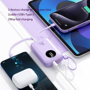 2025 yeni küçük taşınabilir şarj 10000mah Powerbanks hızlı şarj dahili 2 kablolar için taşınabilir şarj cihazı LED ekran telefon - Product Image 3