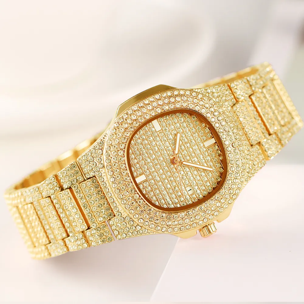 HANNAH MARTIN 510 Herren Damen Kristall Quarzuhren Modische Bling Diamond Luxus uhr