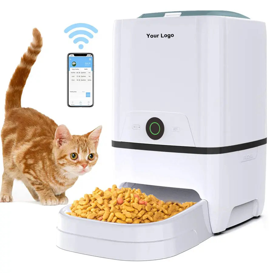 Smart Alimentatore Dell'animale Domestico Wifi Gabbia Feeder Con Timer Programmabile Gatto Alimentatore di Controllo 1-6 Pasto Al Giorno di Registrazione Vocale