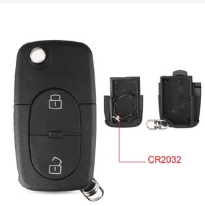 CR1620/CR2032バッテリーホルダー付き2ボタンフリップリモートカーキーシェルフォブケースはAudi TT A2 A3 A4 A6A8キーシェルに適合 - Product Image 3
