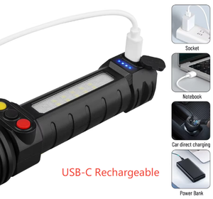 <strong>2025</strong> New High Power 3-color Railroad signal Light <strong>LED</strong> Flashlight Zoomable Tactical Light Rechargeable for Outdoor Camping Torch - Product Image 5