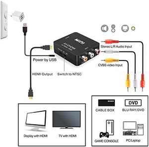 SYONG RCA至HDMI转换器1080P RCA CVBS PAL NTSC AV至HDMI视频音频转换器适配器，适用于N64 Wii PS2 Xbox VHS录像机 - Product Image 5