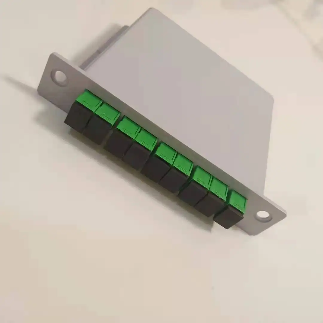 Divisor de fibra óptica tipo inserción FONGKO con adaptador SC/APC 1*8 divisor de PLC tipo inserción de fibra óptica