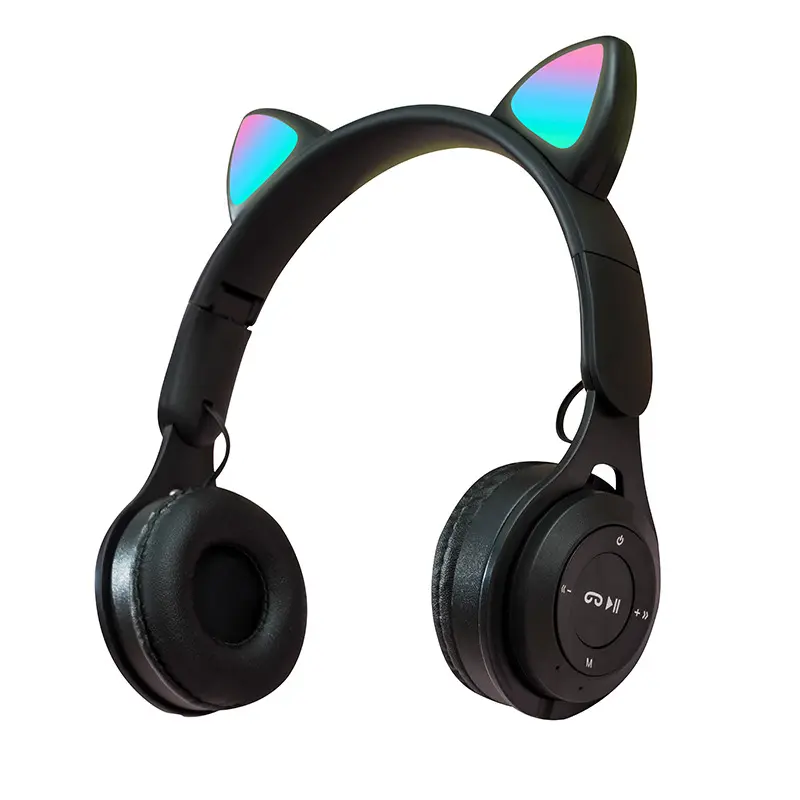 Moda stile carino Glow orecchie da gatto auricolare Bluetooth professionale di riduzione del rumore giochi di cuffie sportive