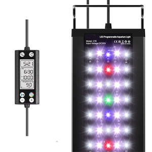 Luz de acuario programable para pecera con monitor LCD y termómetro para plantas acuáticas, lámpara LED de ciclo 24/7 con función de memoria