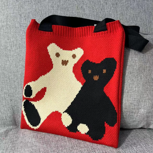 Yeni abd küçük rakun tasarım örgü çanta kore çanta moda Tote klasik ilmek omuzdan askili çanta geometrik alışveriş el çantaları