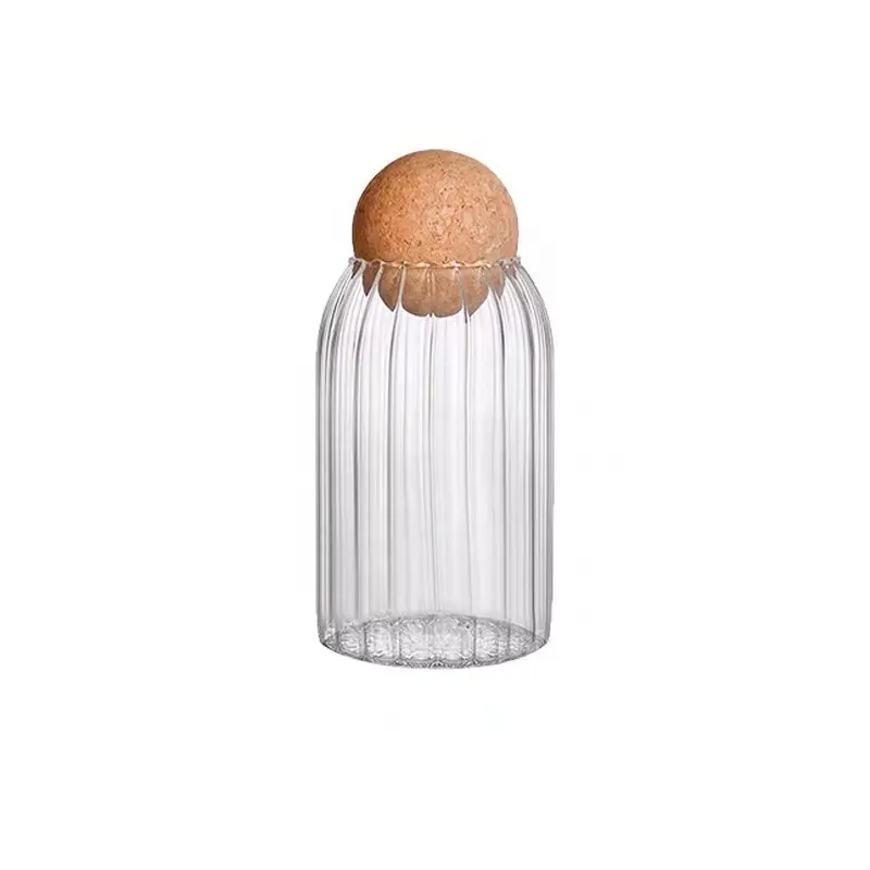 Tanque de almacenamiento de alimentos de vidrio transparente, cubierto con tope de bola, utilizado para guardar Dulces, galletas, arroz, azúcar, harina de Tarro
