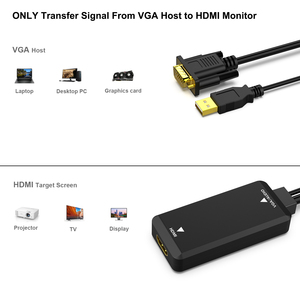 Adattatore da VGA a HDMI, convertitore 1080P con Audio da sorgente VGA Computer/Laptop a TV/Monitor HDMI - Product Image 3