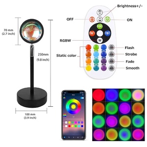 LEDスマートAPPLGBサンセットランプUSBレインボープロジェクターライト背景ウォールナイトライトワイヤレスリモコンデスクランプ付き - Product Image 3