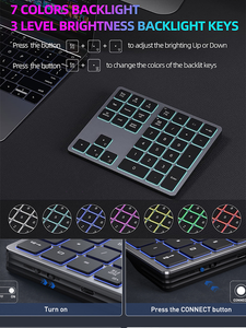 RGB Backlit <strong>Numeric</strong> Keypad Wireless BT for MacBook iPad 34 Keys Rechargeable Digital Number <strong>Keyboard</strong> for Accounting - Product Image 6