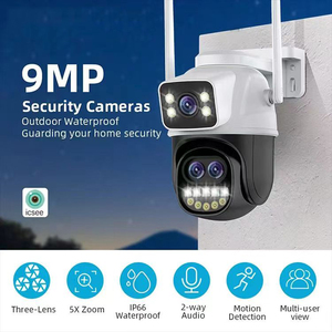 9MP ICSEE กลางแจ้ง 10X ซูมออปติคอลการตรวจสอบกล้องวงจรปิด WIFI PTZ สามเลนส์สามหน้าจอกล้องรักษาความปลอดภัยเครือข่าย - Product Image 2