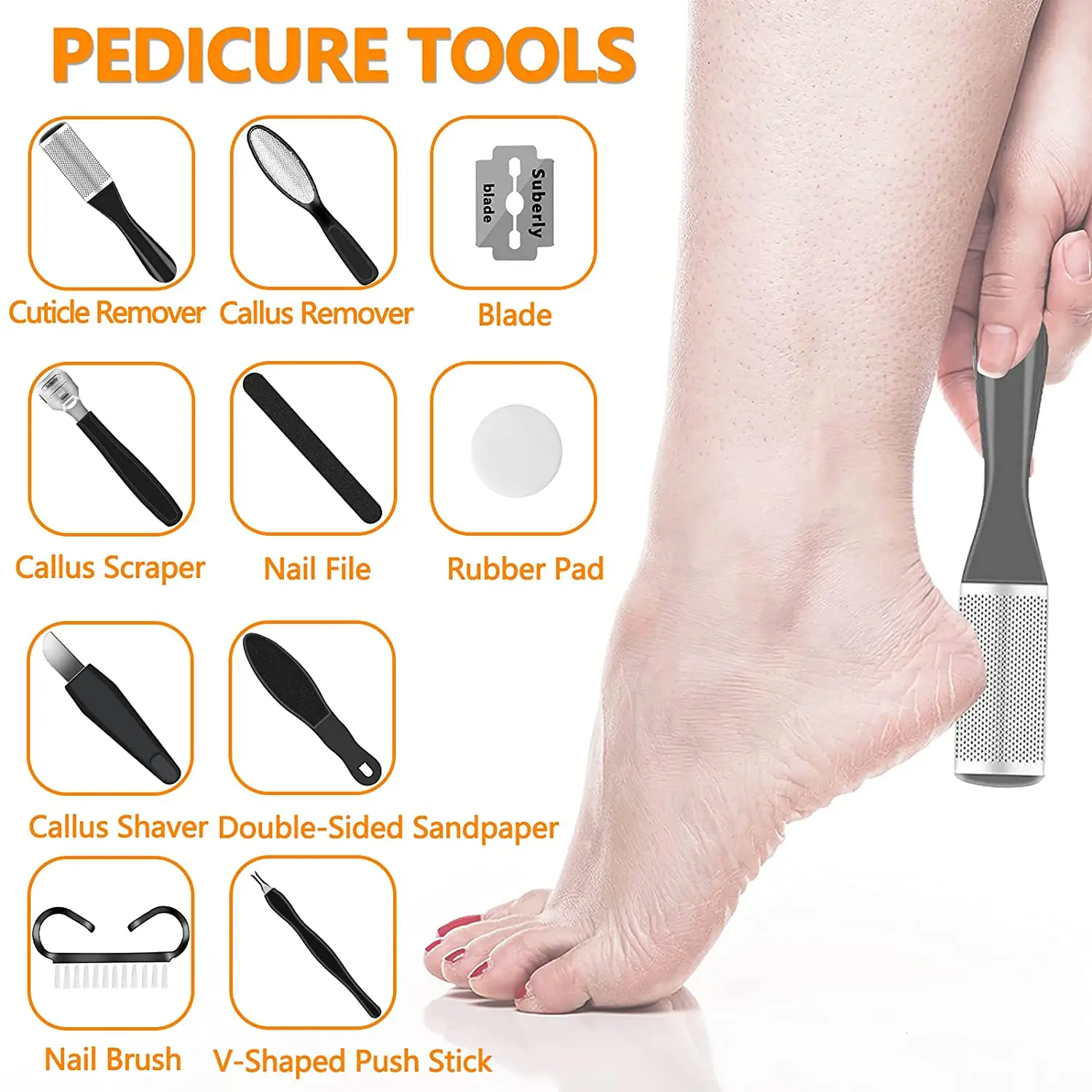 22 in 1 Professional Pedicure Kit Wet Dry Foot File For Dead Skin Rechargeable Foot File  Remover for Cracked Heels  Calluses